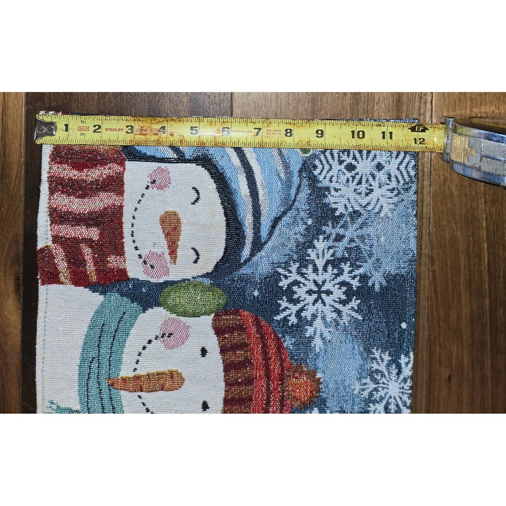 Holiday Snowman Woven Tapestry Table Runner Metallic Sparkle Christmas 63x 12 - Picture 3 of 8